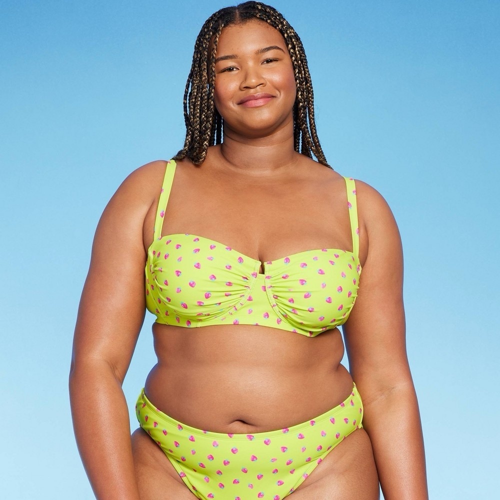 Wild Fable Yellow and Pink Bikini top with Retro Vibes